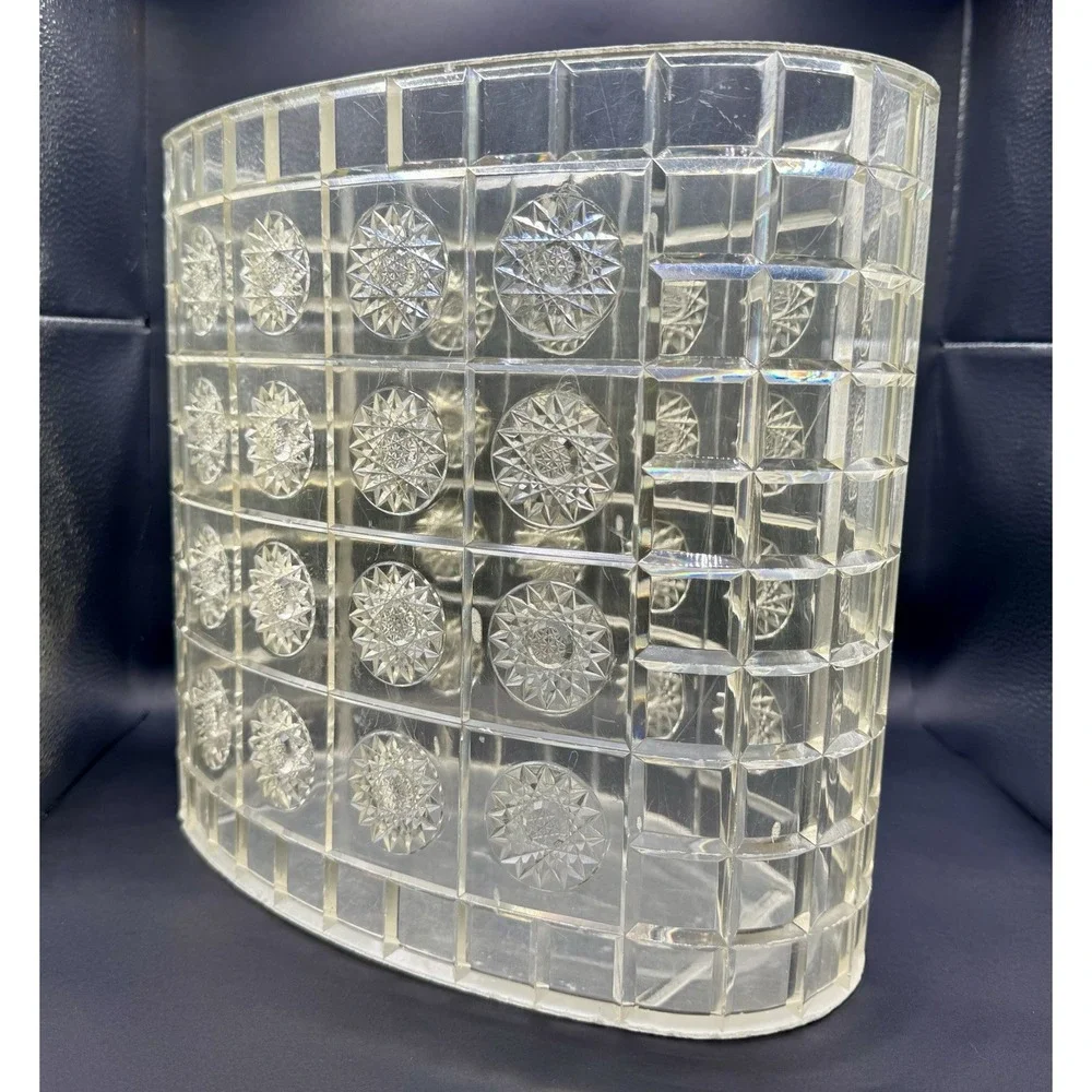 Vintage 1960S Acrylic Lucite Atomic Starburst MCM Clear Oval Trash Can Vanity